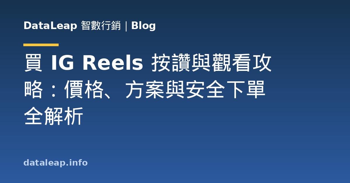 買 IG Reels 按讚與觀看攻略：價格、方案與安全下單全解析